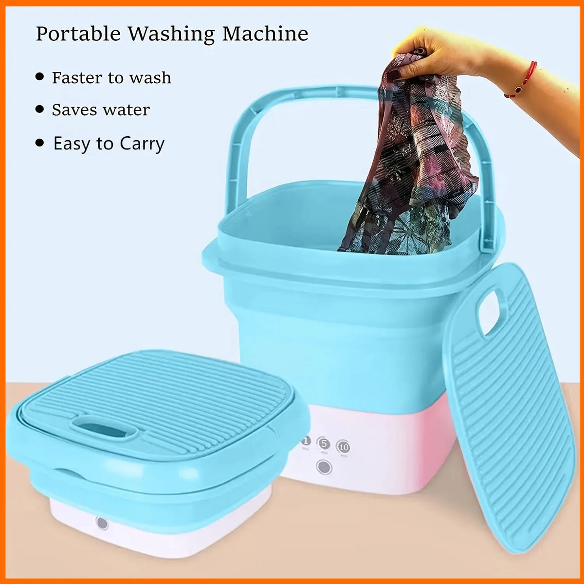 Foldable Mini Washing Machine China Imported Heavy Quality ( Random Color )